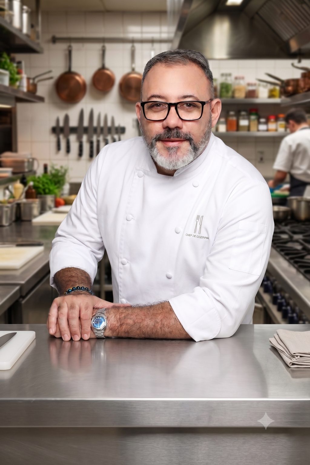 Fundador da Chattar Contabilidade em ambiente de cozinha